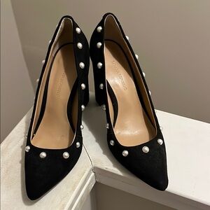 Banana Republic Black Heels with Pearl Accents
